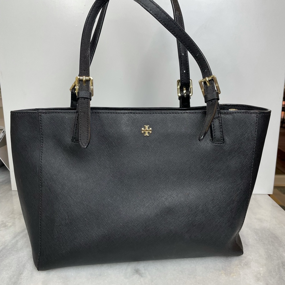 Tory Burch Small York Saffiano Leather Black Tote